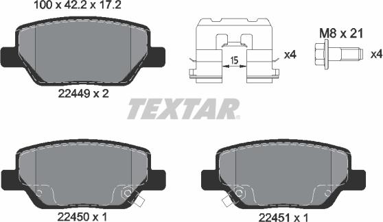 Textar 2244901 - Гальмівні колодки, дискові гальма autocars.com.ua