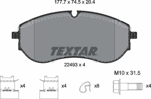 Textar 2249301 - Гальмівні колодки, дискові гальма autocars.com.ua