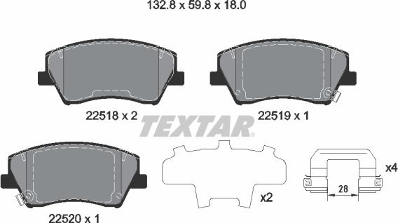 Textar 2251801 - Гальмівні колодки, дискові гальма autocars.com.ua