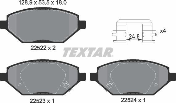 Textar 2252201 - Тормозные колодки, дисковые, комплект avtokuzovplus.com.ua