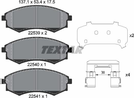 Textar 2253901 - Гальмівні колодки, дискові гальма autocars.com.ua