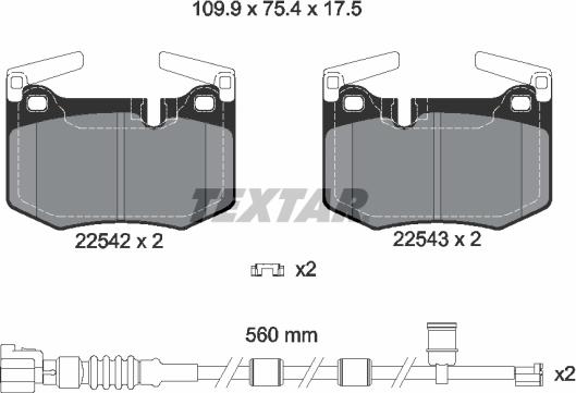 Textar 2254201 - Гальмівні колодки, дискові гальма autocars.com.ua