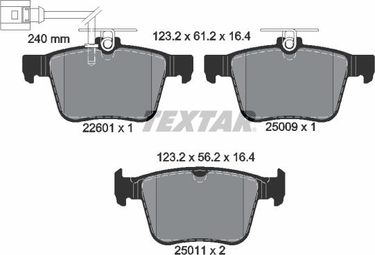 Textar 2260101 - Тормозные колодки, дисковые, комплект avtokuzovplus.com.ua