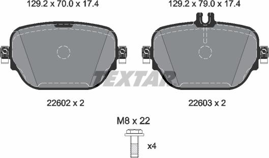 Textar 2260203 - Гальмівні колодки, дискові гальма autocars.com.ua