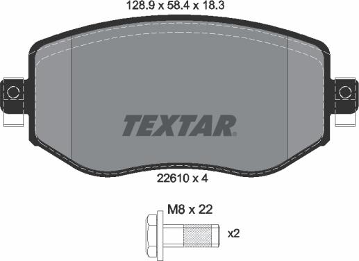 Textar 2261001 - Гальмівні колодки, дискові гальма autocars.com.ua