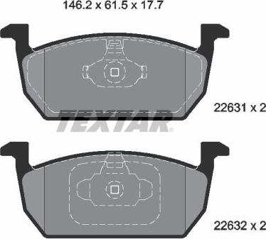 Textar 2263101 - Тормозные колодки, дисковые, комплект avtokuzovplus.com.ua