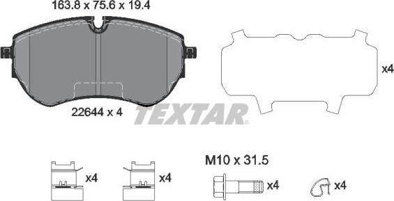 Textar 2264401 - Гальмівні колодки, дискові гальма autocars.com.ua