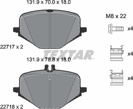 Textar 2271701 - Тормозные колодки, дисковые, комплект avtokuzovplus.com.ua