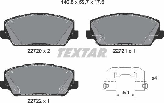 Textar 2272001 - Тормозные колодки, дисковые, комплект avtokuzovplus.com.ua