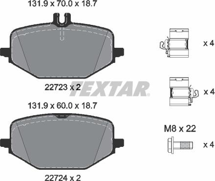 Textar 2272303 - Гальмівні колодки, дискові гальма autocars.com.ua