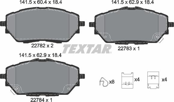 Textar 2278201 - Гальмівні колодки, дискові гальма autocars.com.ua