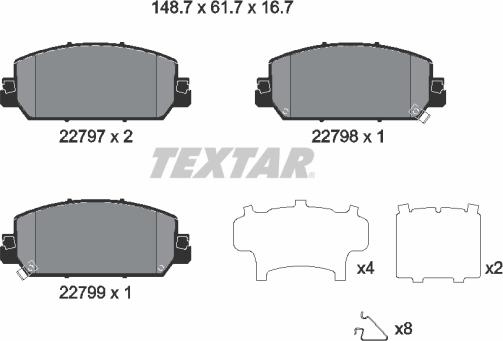 Textar 2279701 - Гальмівні колодки, дискові гальма autocars.com.ua