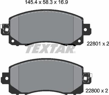 Textar 2280001 - Гальмівні колодки, дискові гальма autocars.com.ua