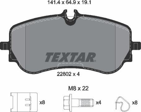 Textar 2280201 - Гальмівні колодки, дискові гальма autocars.com.ua