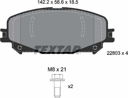 Textar 2280301 - Гальмівні колодки, дискові гальма autocars.com.ua