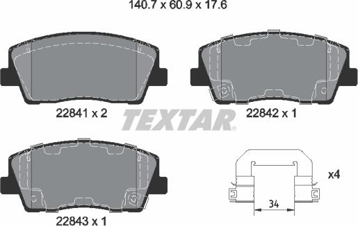 Textar 2284101 - Гальмівні колодки, дискові гальма autocars.com.ua