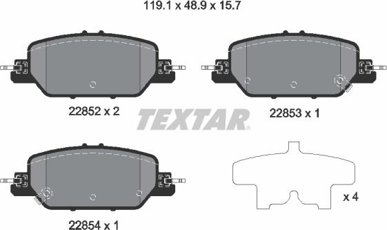 Textar 2285201 - Гальмівні колодки, дискові гальма autocars.com.ua