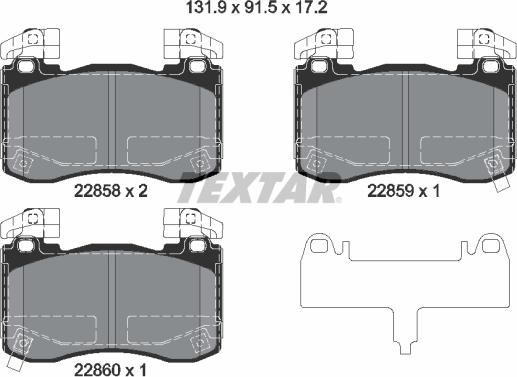 Textar 2285801 - Гальмівні колодки, дискові гальма autocars.com.ua