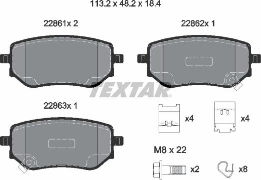 Textar 2286101 - Гальмівні колодки, дискові гальма autocars.com.ua