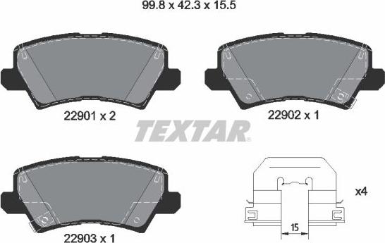 Textar 2290101 - Гальмівні колодки, дискові гальма autocars.com.ua