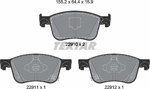 Textar 2291001 - Гальмівні колодки, дискові гальма autocars.com.ua