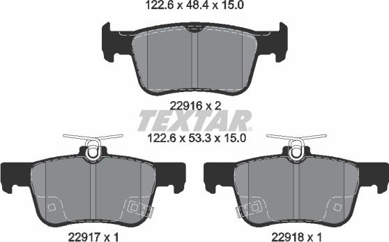 Textar 2291601 - Тормозные колодки, дисковые, комплект avtokuzovplus.com.ua