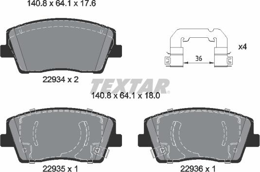 Textar 2293401 - Гальмівні колодки, дискові гальма autocars.com.ua