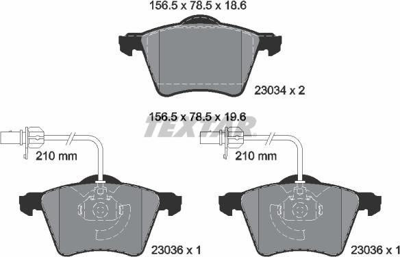 Textar 2303401 - Гальмівні колодки, дискові гальма autocars.com.ua