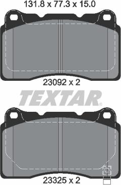 Textar 2309204 - Гальмівні колодки, дискові гальма autocars.com.ua