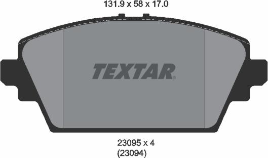 Textar 2309501 - Гальмівні колодки, дискові гальма autocars.com.ua