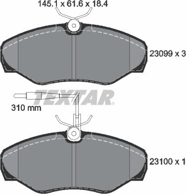 Textar 2309903 - Тормозные колодки, дисковые, комплект avtokuzovplus.com.ua