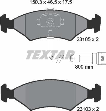 Textar 2310501 - Гальмівні колодки, дискові гальма autocars.com.ua