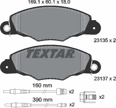 Textar 89013600 - Комплект гальм, дисковий гальмівний механізм autocars.com.ua