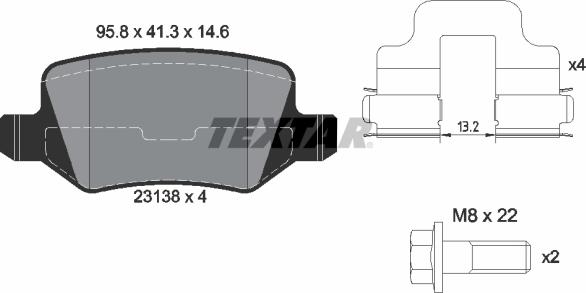 Textar 2313803 - Тормозные колодки, дисковые, комплект avtokuzovplus.com.ua