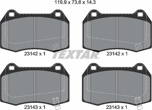 Textar 2314201 - Гальмівні колодки, дискові гальма autocars.com.ua
