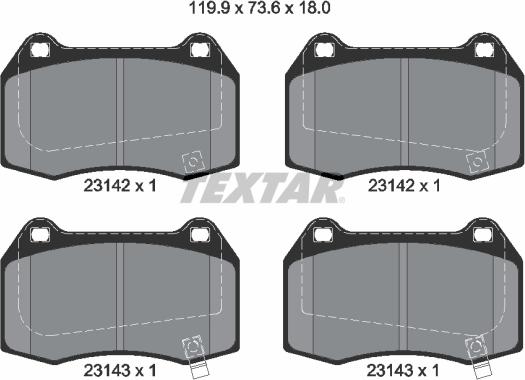 Textar 2314204 - Гальмівні колодки, дискові гальма autocars.com.ua