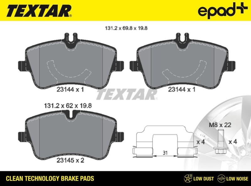 Textar 2314401CP - Тормозные колодки, дисковые, комплект avtokuzovplus.com.ua