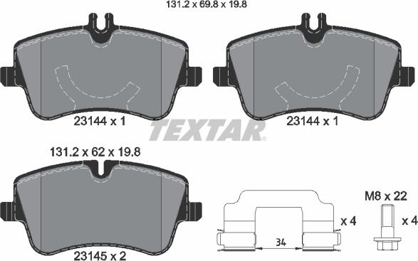 Textar 2314482 - Тормозные колодки, дисковые, комплект avtokuzovplus.com.ua