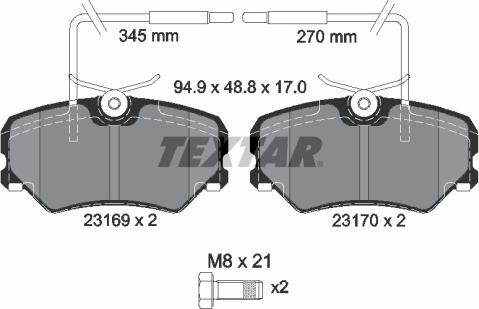 Textar 2316901 - Тормозные колодки, дисковые, комплект avtokuzovplus.com.ua