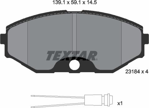 Textar 2318402 - Тормозные колодки, дисковые, комплект avtokuzovplus.com.ua