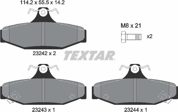 Textar 2324201 - Гальмівні колодки, дискові гальма autocars.com.ua