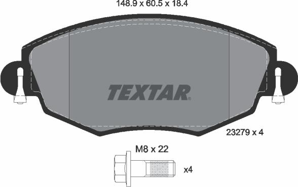 Textar 2327904 - Гальмівні колодки, дискові гальма autocars.com.ua