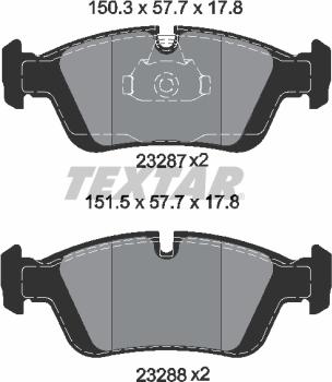 Textar 2328702 - Гальмівні колодки, дискові гальма autocars.com.ua
