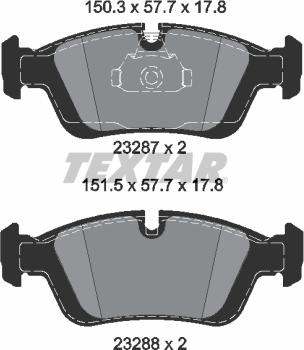 Textar 2328781 - Гальмівні колодки, дискові гальма autocars.com.ua