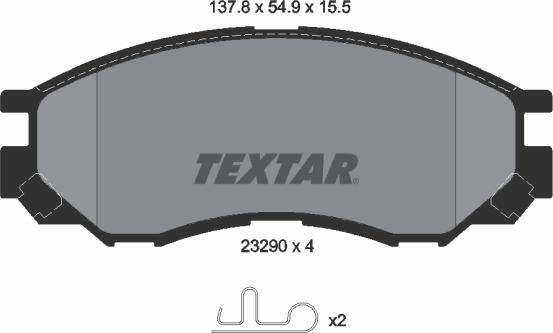 Textar 2329002 - Гальмівні колодки, дискові гальма autocars.com.ua