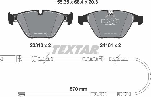 Textar 2331307 - Гальмівні колодки, дискові гальма autocars.com.ua