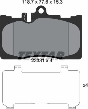 Textar 2333102 - Гальмівні колодки, дискові гальма autocars.com.ua