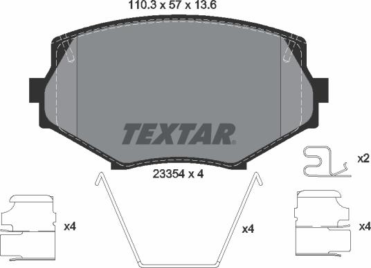 Textar 2335404 - Гальмівні колодки, дискові гальма autocars.com.ua