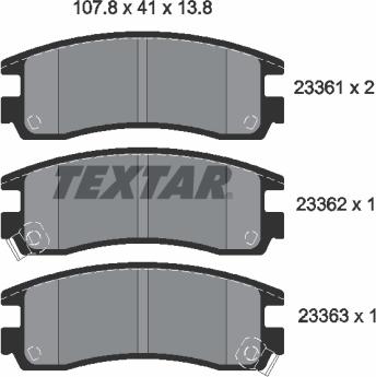 Textar 2336101 - Гальмівні колодки, дискові гальма autocars.com.ua