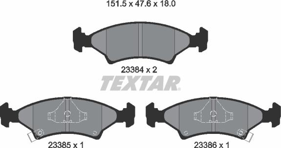 Textar 2338401 - Гальмівні колодки, дискові гальма autocars.com.ua